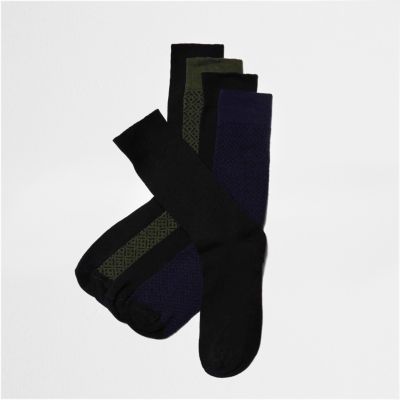 Black mixed pattern socks multipack